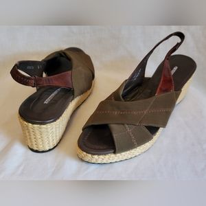 Donald J. Pliner Brown Sling Back Woven Espadrille Sandals Sz 6